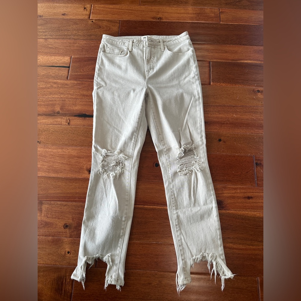 L’AGENCE Distressed Denim in Tan - Picture 2 of 9